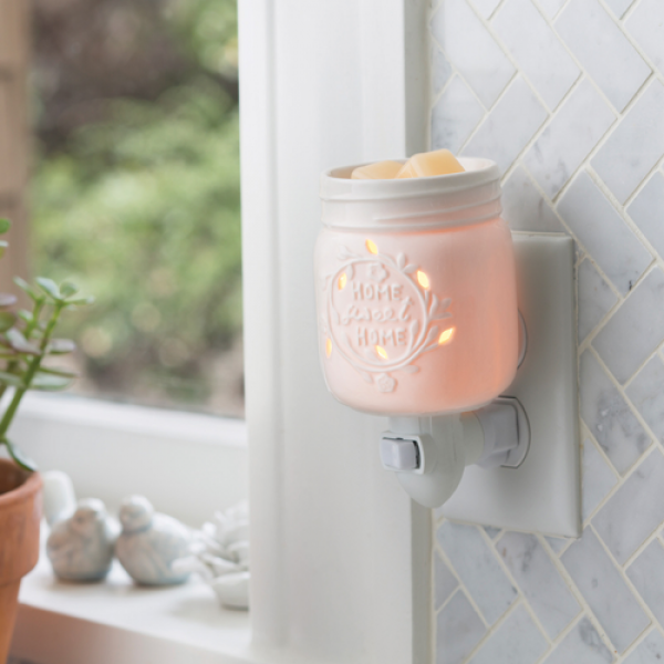 MASON JAR Home sweet Home Duftlampe für die Steckdose weiß Porzellan elektrisch
